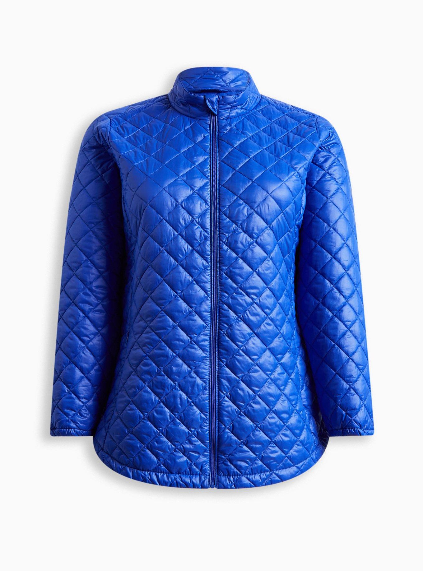 Plus Size Nylon Quilted Puffer Jacket, ELECTRIC BLUE, hi-res
