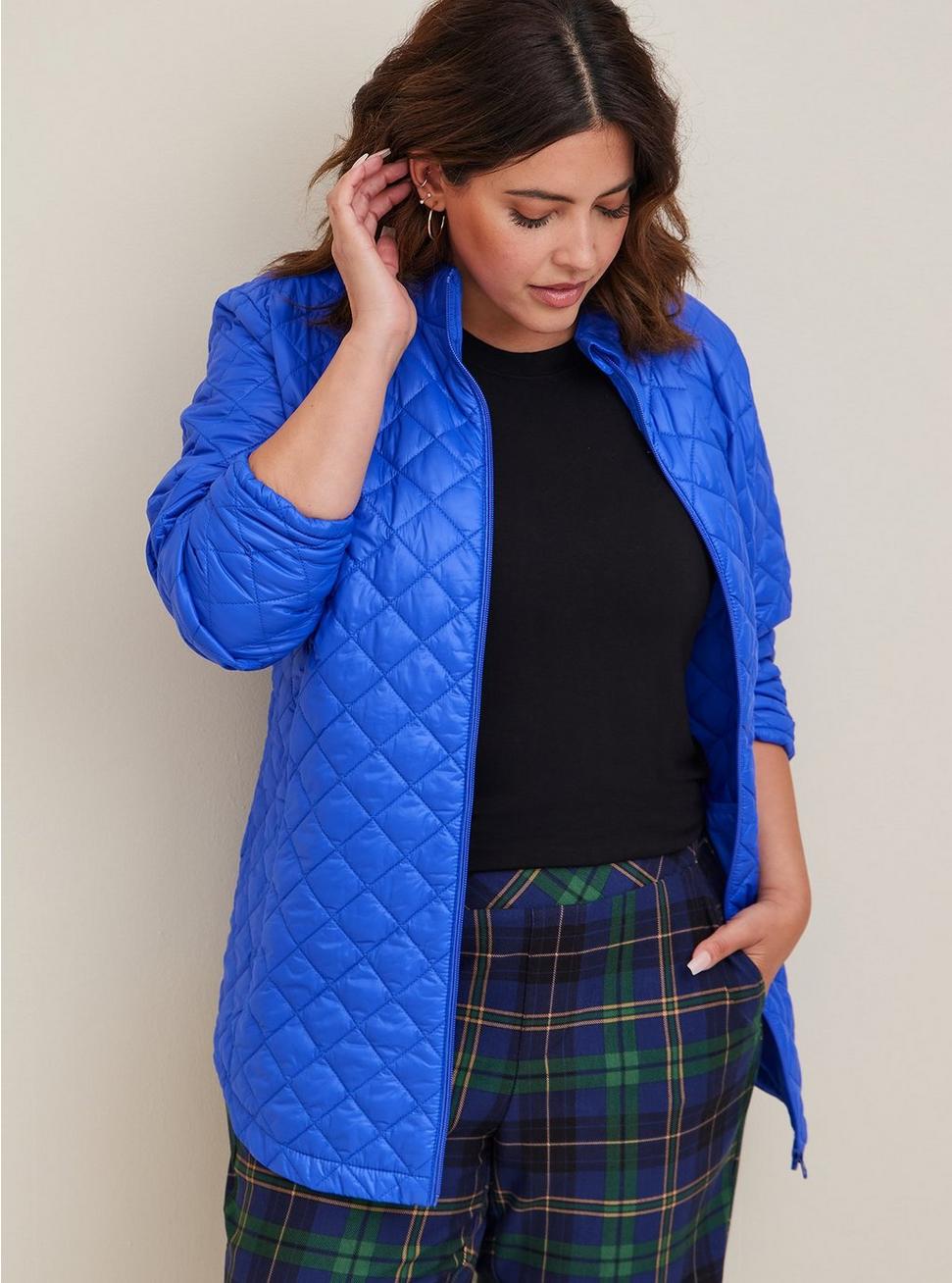 Nylon Quilted Puffer Jacket, ELECTRIC BLUE, hi-res