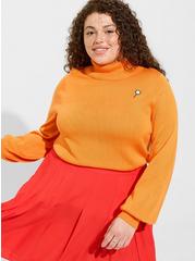 Scooby Doo Velma Turtleneck Pullover Sweater, ORANGE, hi-res