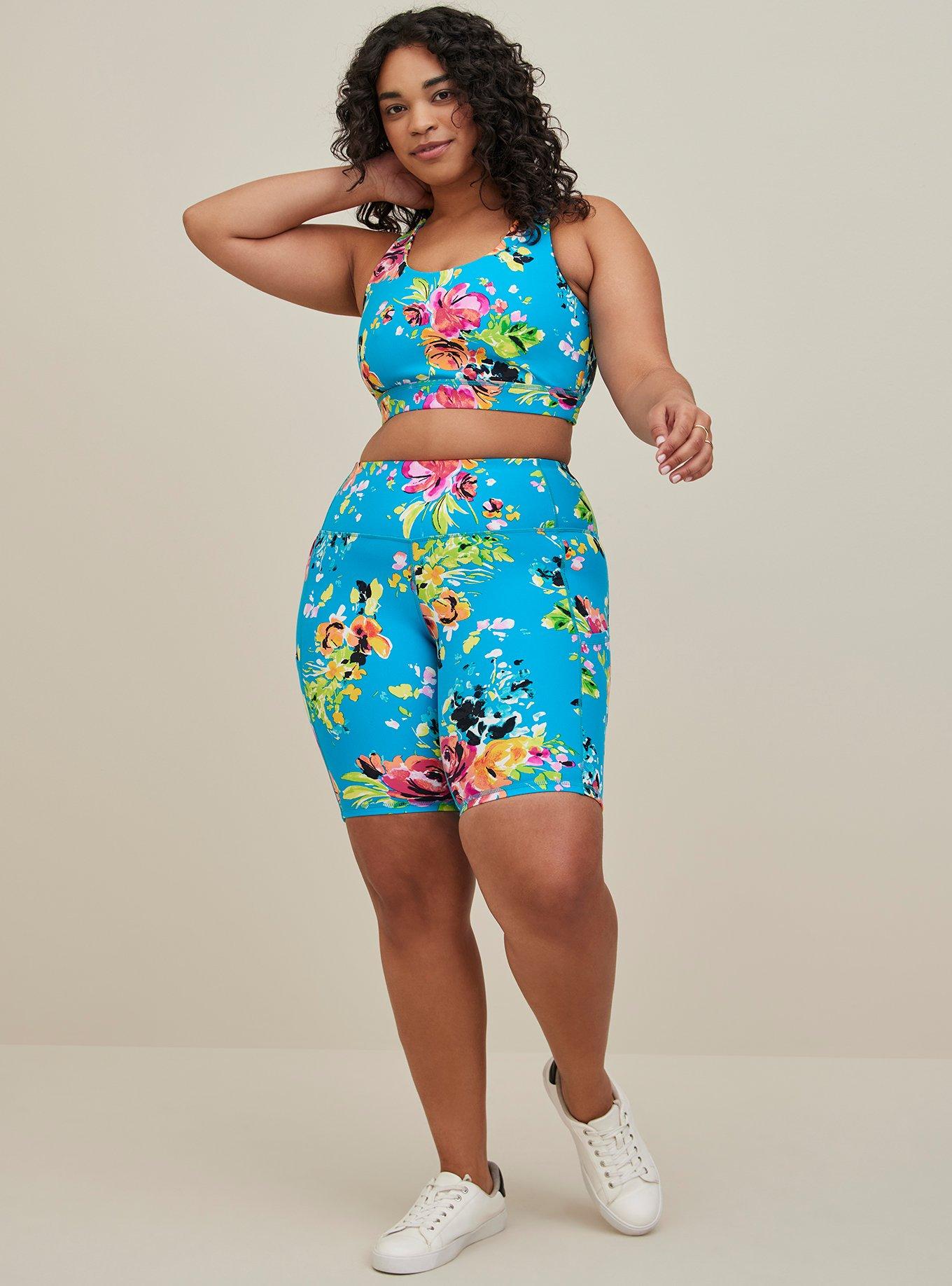 Low-Impact Wireless Twist Back Active Sports Bra, FLORAL BLUE, alternate