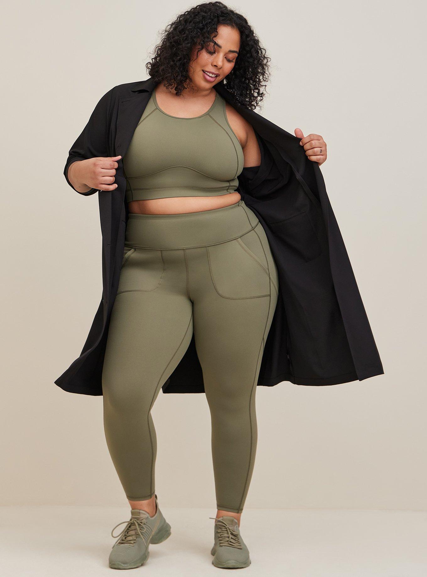 Torrid Leggings 1X (14-16) Olive Army Green Cropped Plus Size