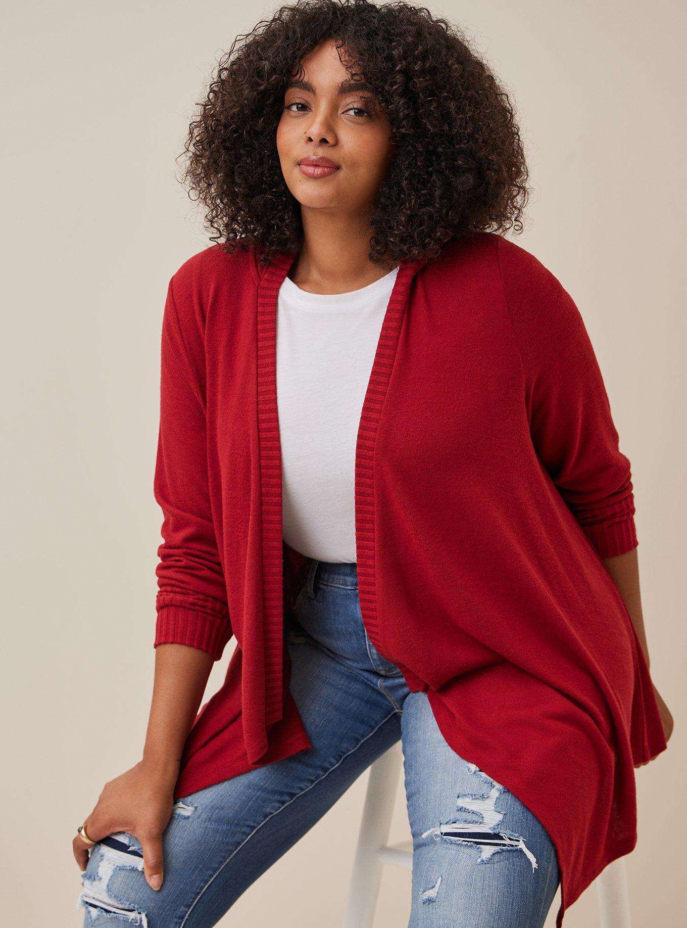 Red hooded cardigan online