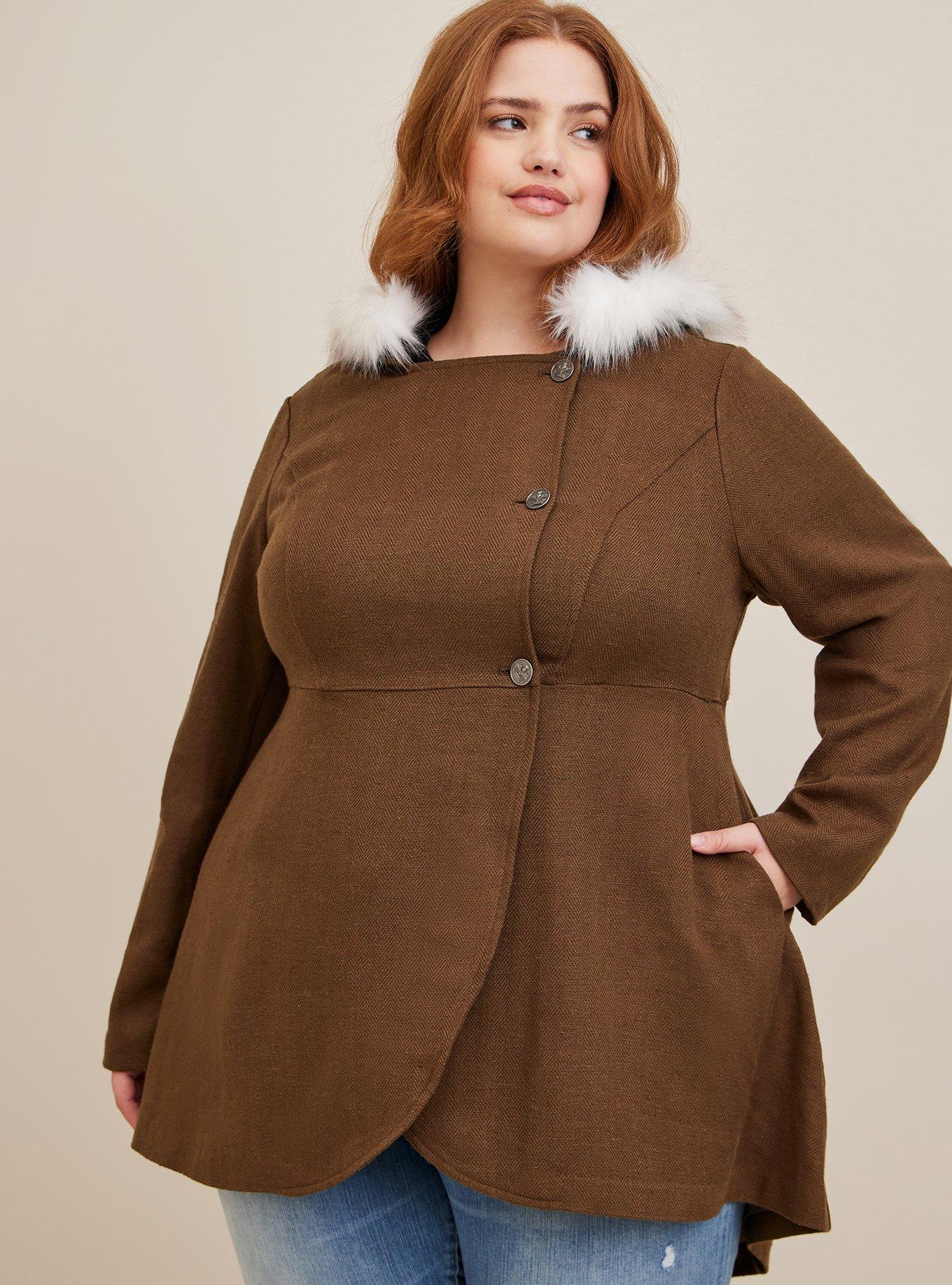 TORRID OUTLANDER FUR HOODED sold RIDING COAT