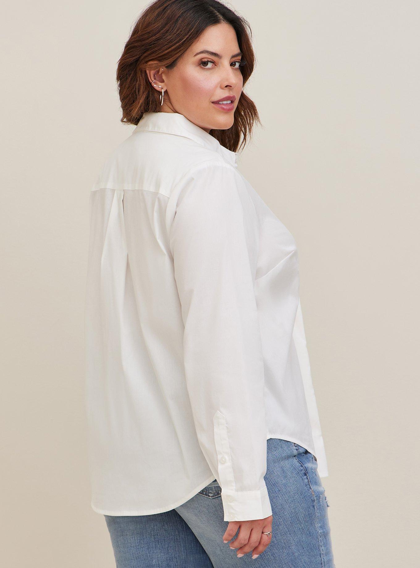 Madison Poplin Button Down Blouse, CLOUD DANCER, alternate
