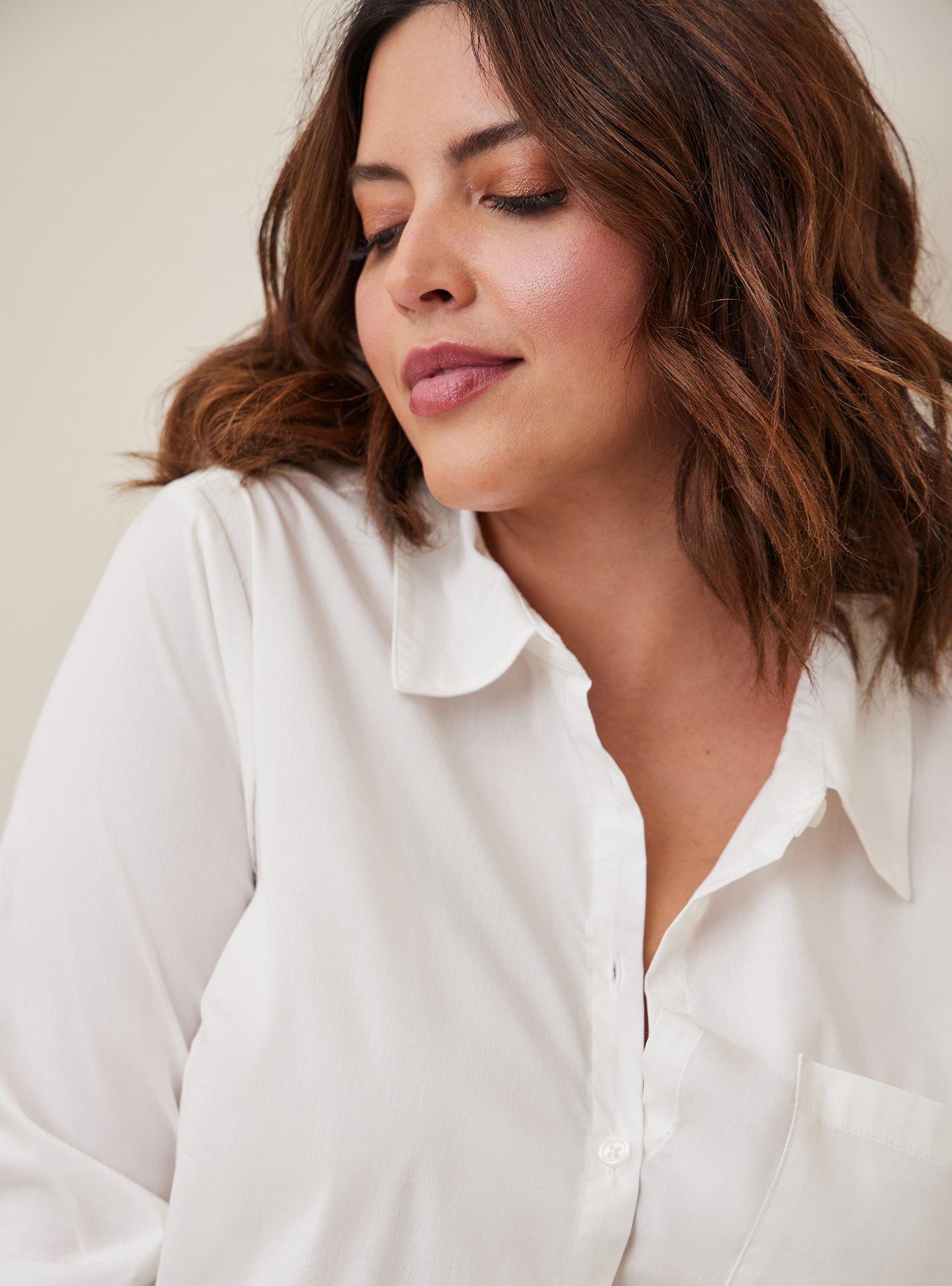 Madison Poplin Button Down Blouse, CLOUD DANCER, alternate