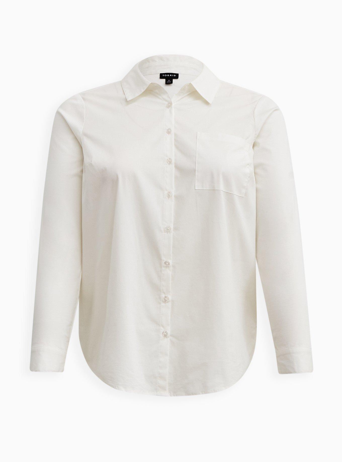 Madison Poplin Button Down Blouse, CLOUD DANCER, hi-res