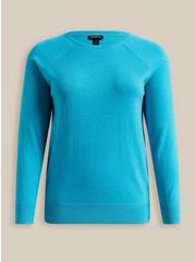 Everyday Soft Pullover Crew Sweater, TEAL, hi-res