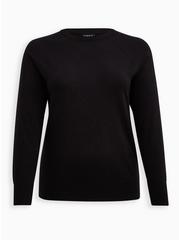 Plus Size Everyday Soft Pullover Crew Sweater, BLACK, hi-res