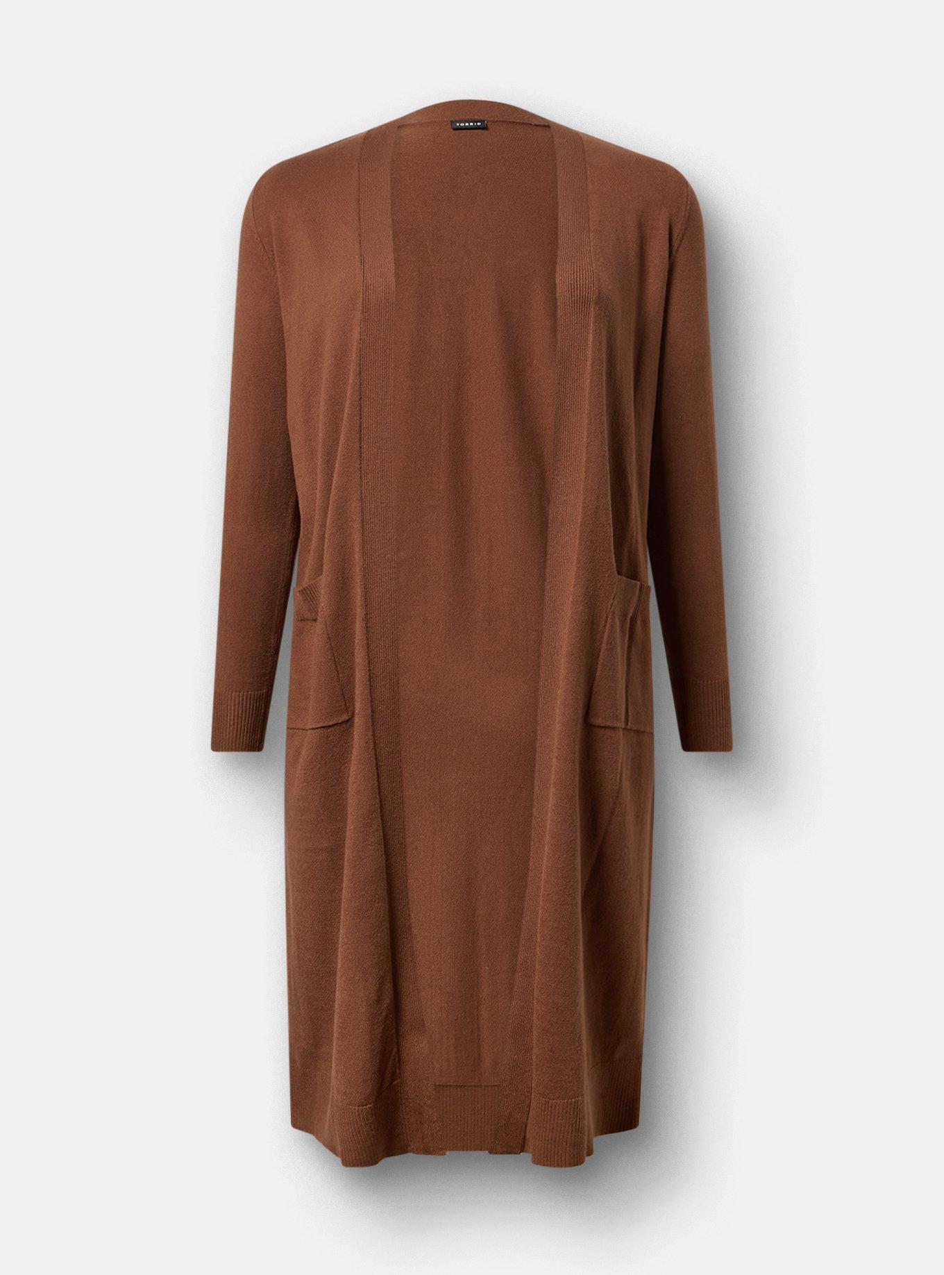 Everyday Soft Open Front Duster Cardigan, CAPPUCCINO, flat