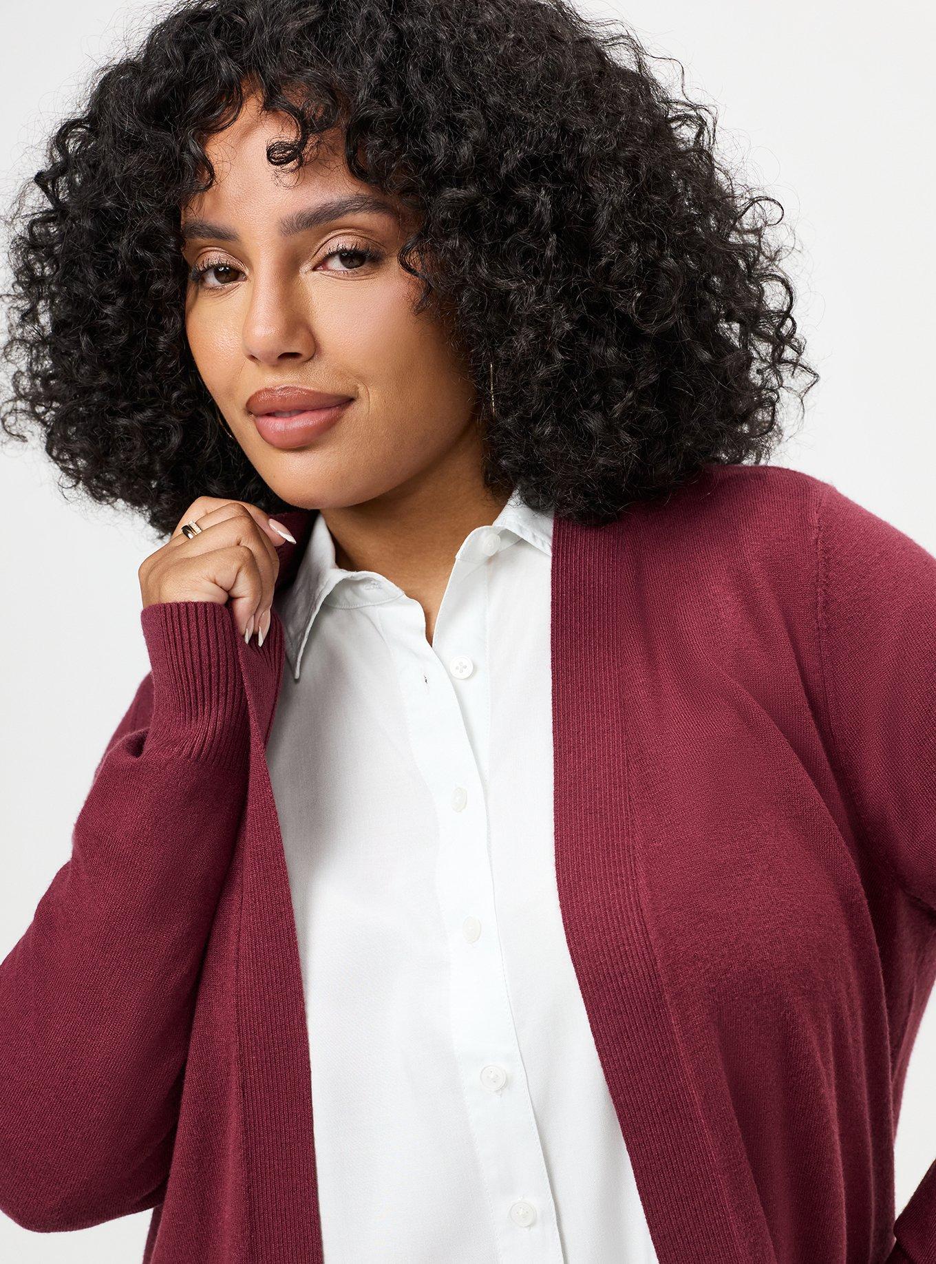 Everyday Soft Open Front Duster Cardigan, MAROON BANNER, alternate