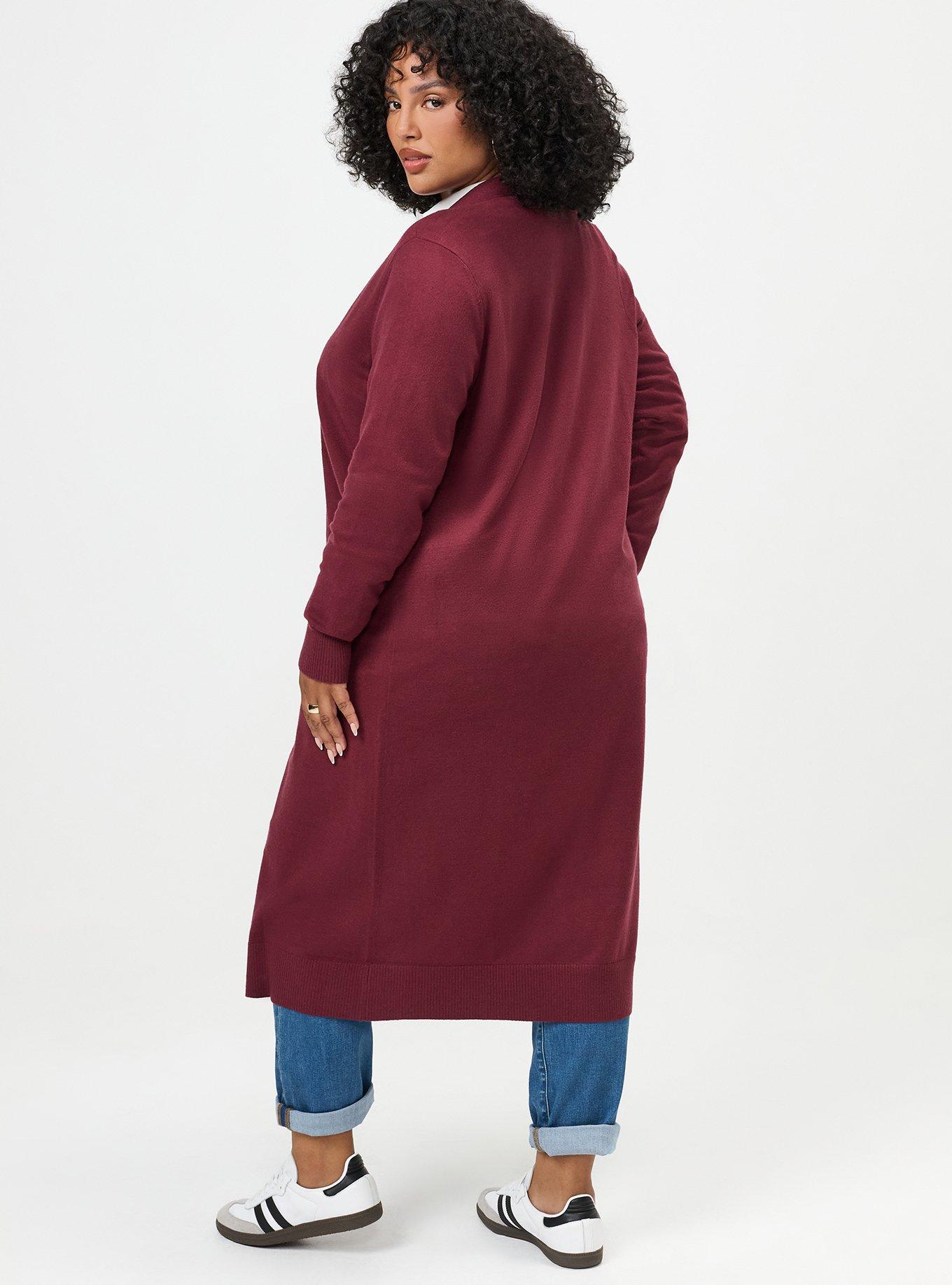 Everyday Soft Open Front Duster Cardigan, MAROON BANNER, alternate