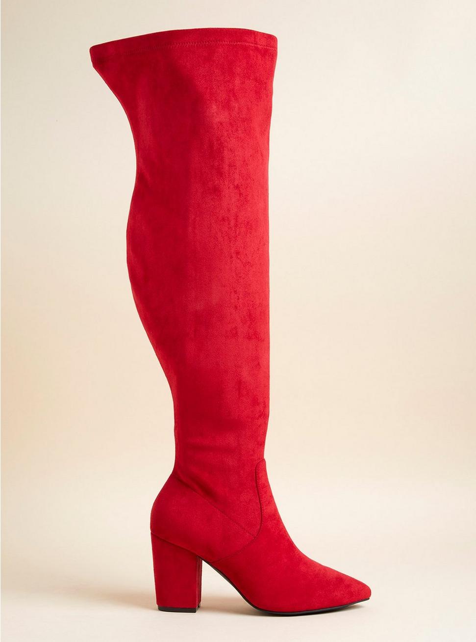 Over The Knee Pointed Toe Boot (WW), RED, alternate