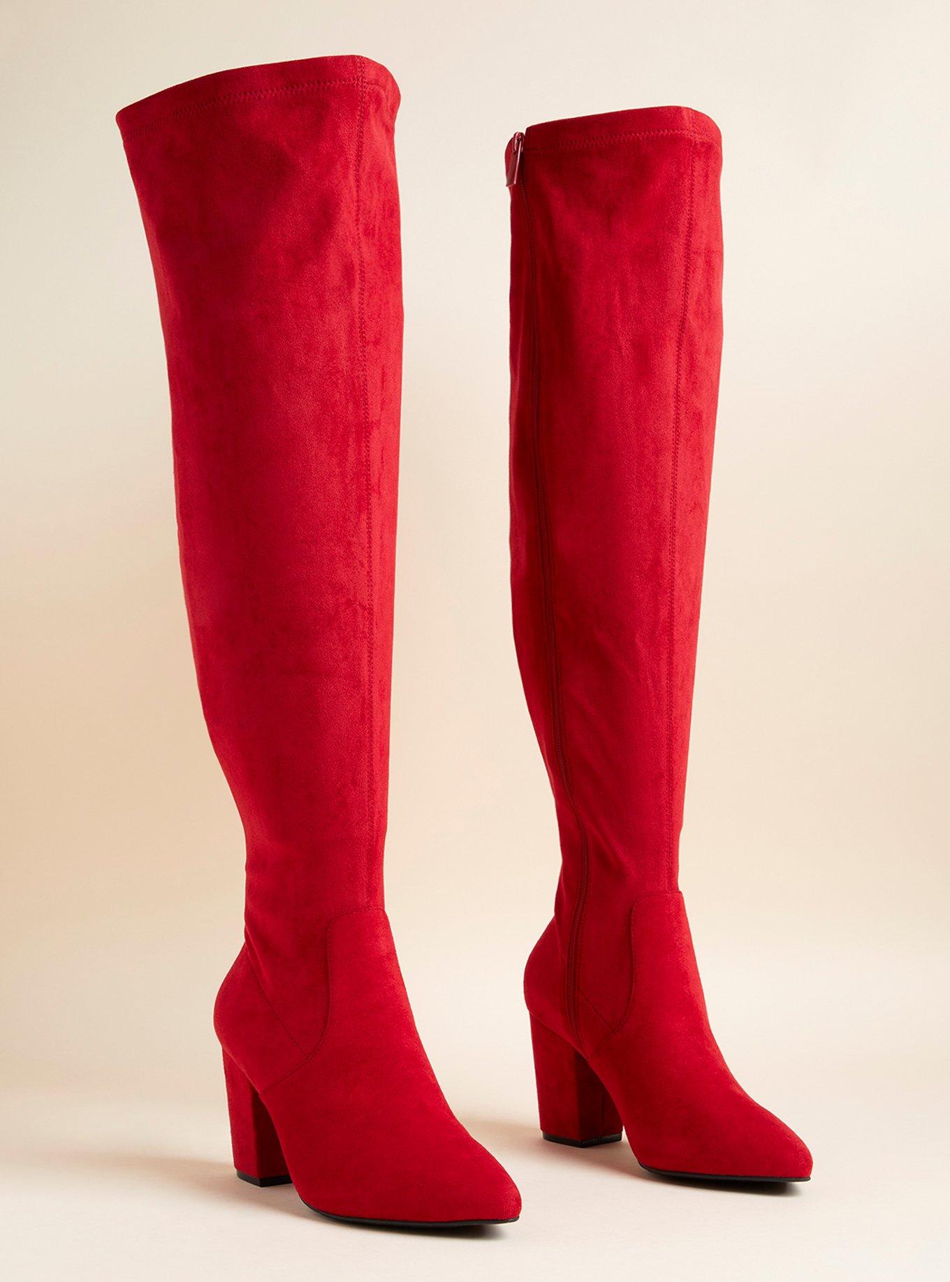 Red wide clearance width booties