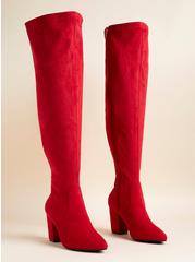 Over The Knee Pointed Toe Boot (WW), RED, hi-res