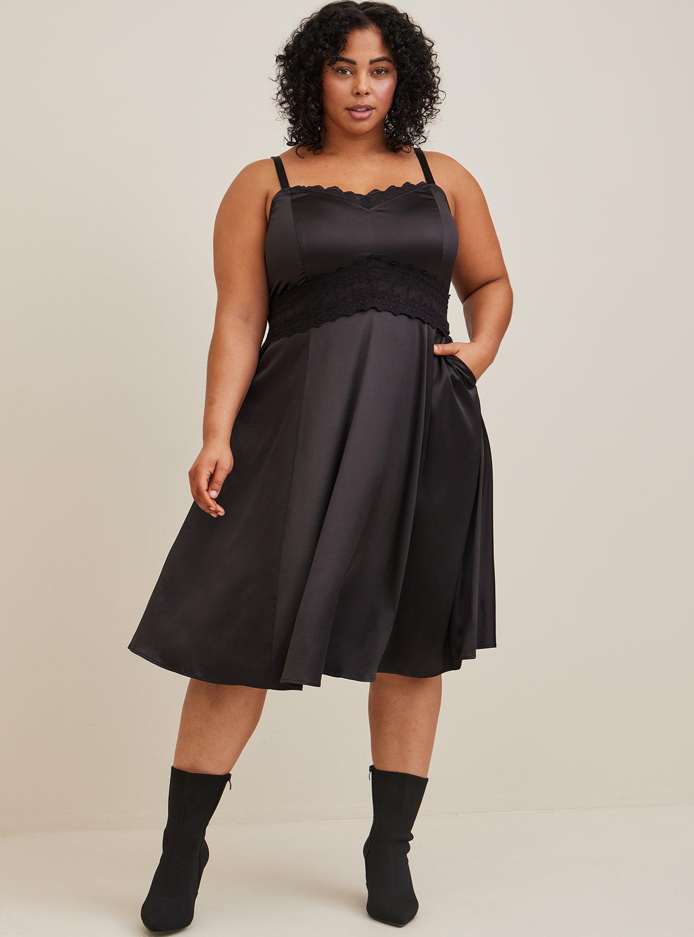 Plus Size Foxee Faux Leather Midi Dress - Black – Curvy Sense