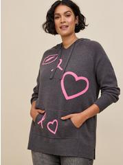Breast Cancer Awareness Jacquard Raglan Hoodie Sweater, GREY, hi-res