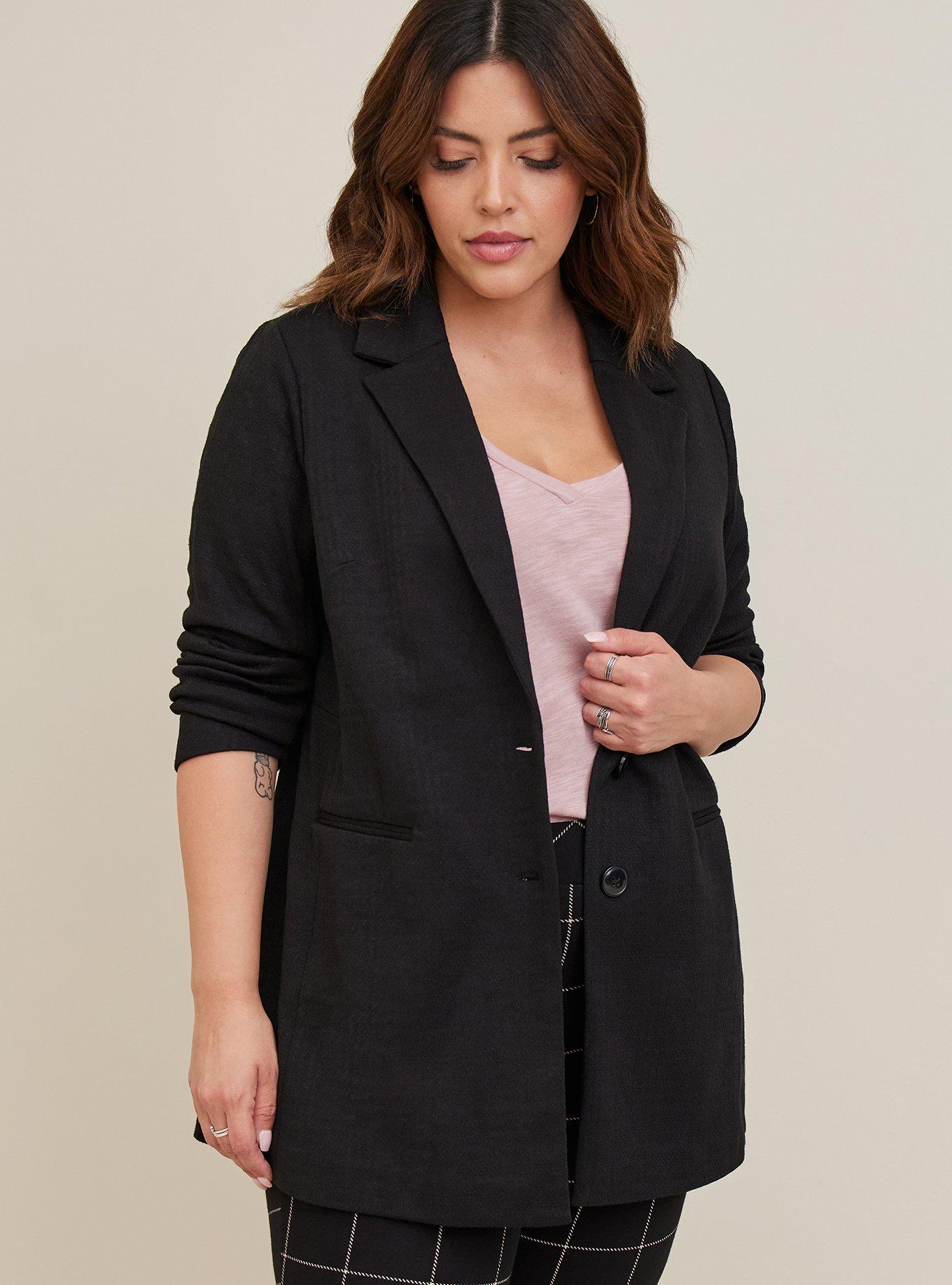 Plus Size - Textured Knit Longline Blazer - Torrid