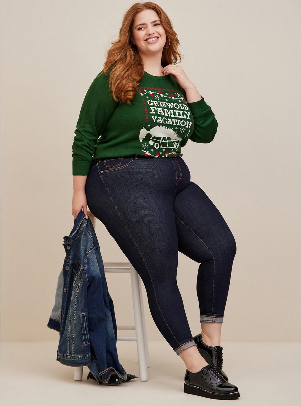 Plus Size Warner Bros. Christmas Vacation Jacquard Pullover Sweater, GREEN, hi-res