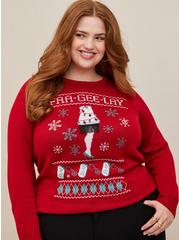 Plus Size Warner Bros. A Christmas Story Jacquard Pullover Sweater, RED, hi-res