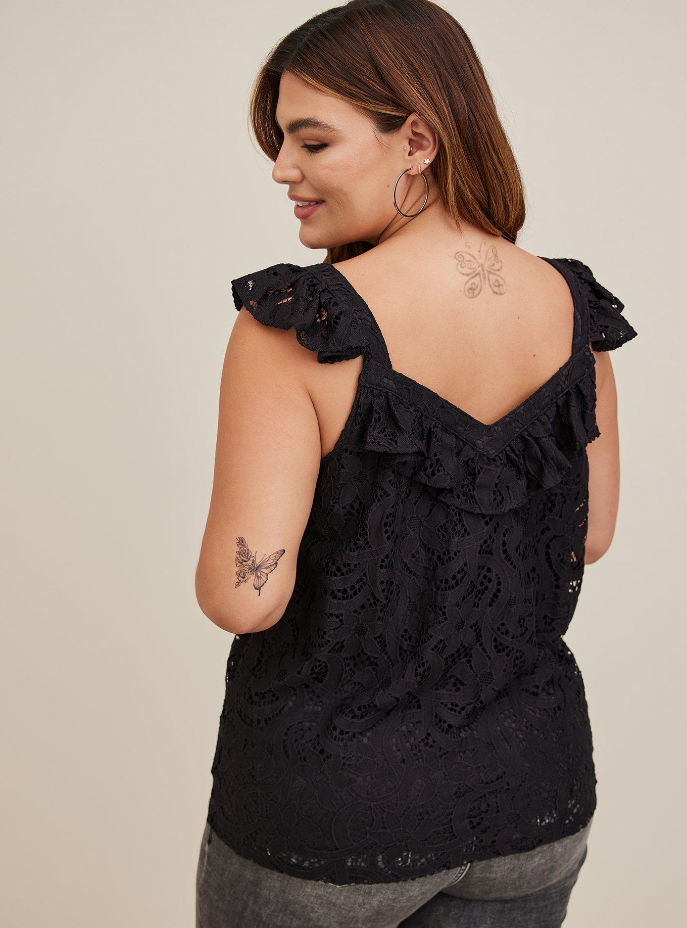 Lace Ruffle Short Sleeve Crop Top