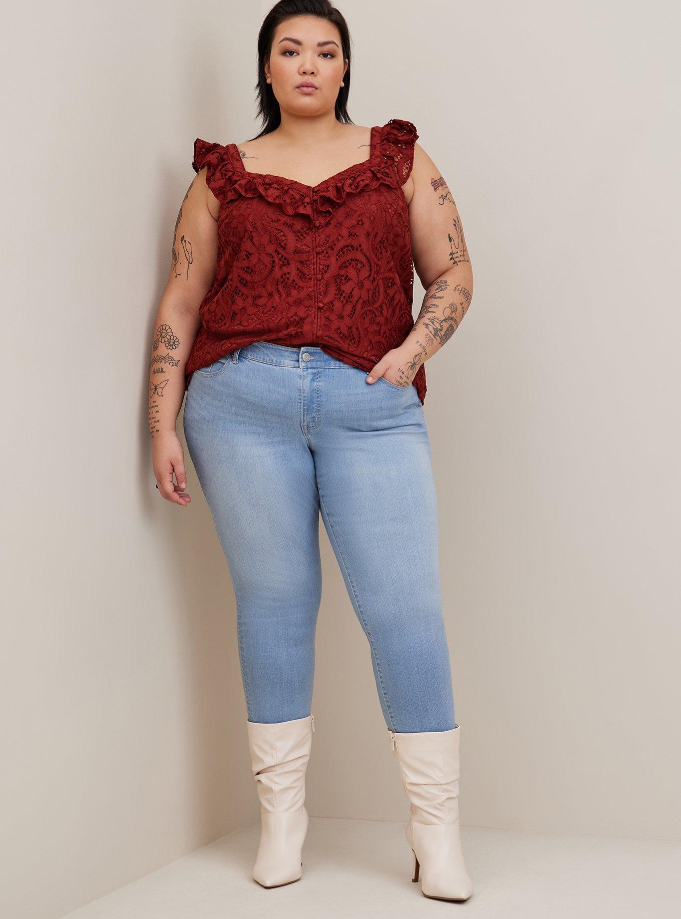 Plus Size Lace Ruffle Short Sleeve Crop Top Torrid