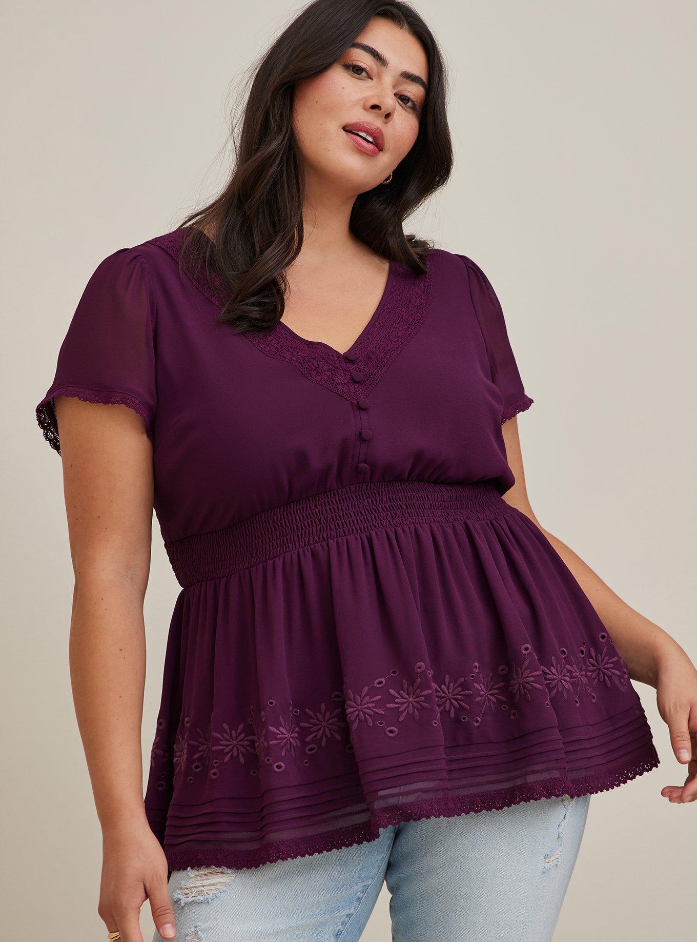 Women's Plus Size Peplum Dress - Double Ruffle / Semi-Sheer Lace