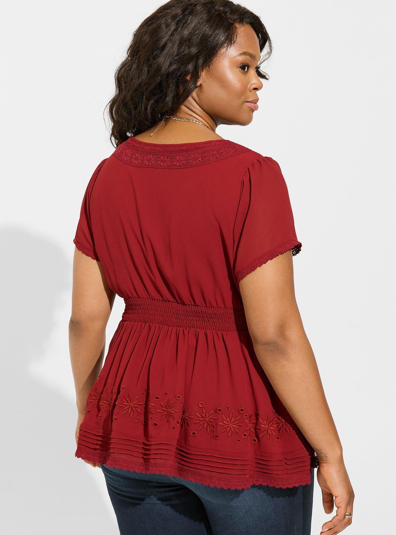 Plus Size - Peplum Smocked Short Sleeve Top - Torrid