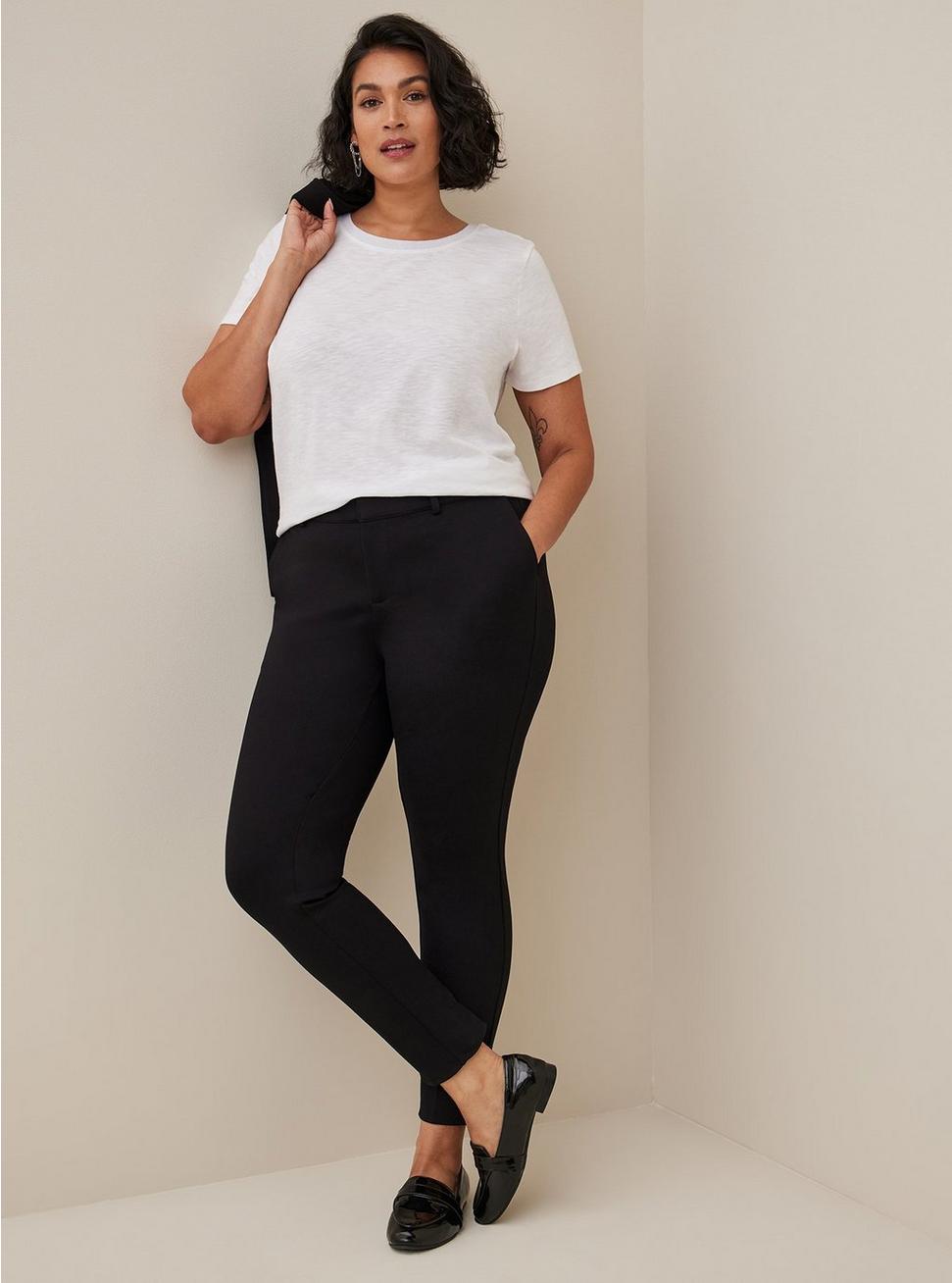 Comfort Flex Waistband Slim Taper Studio Luxe Woven High-Rise Pant, BLACK, hi-res