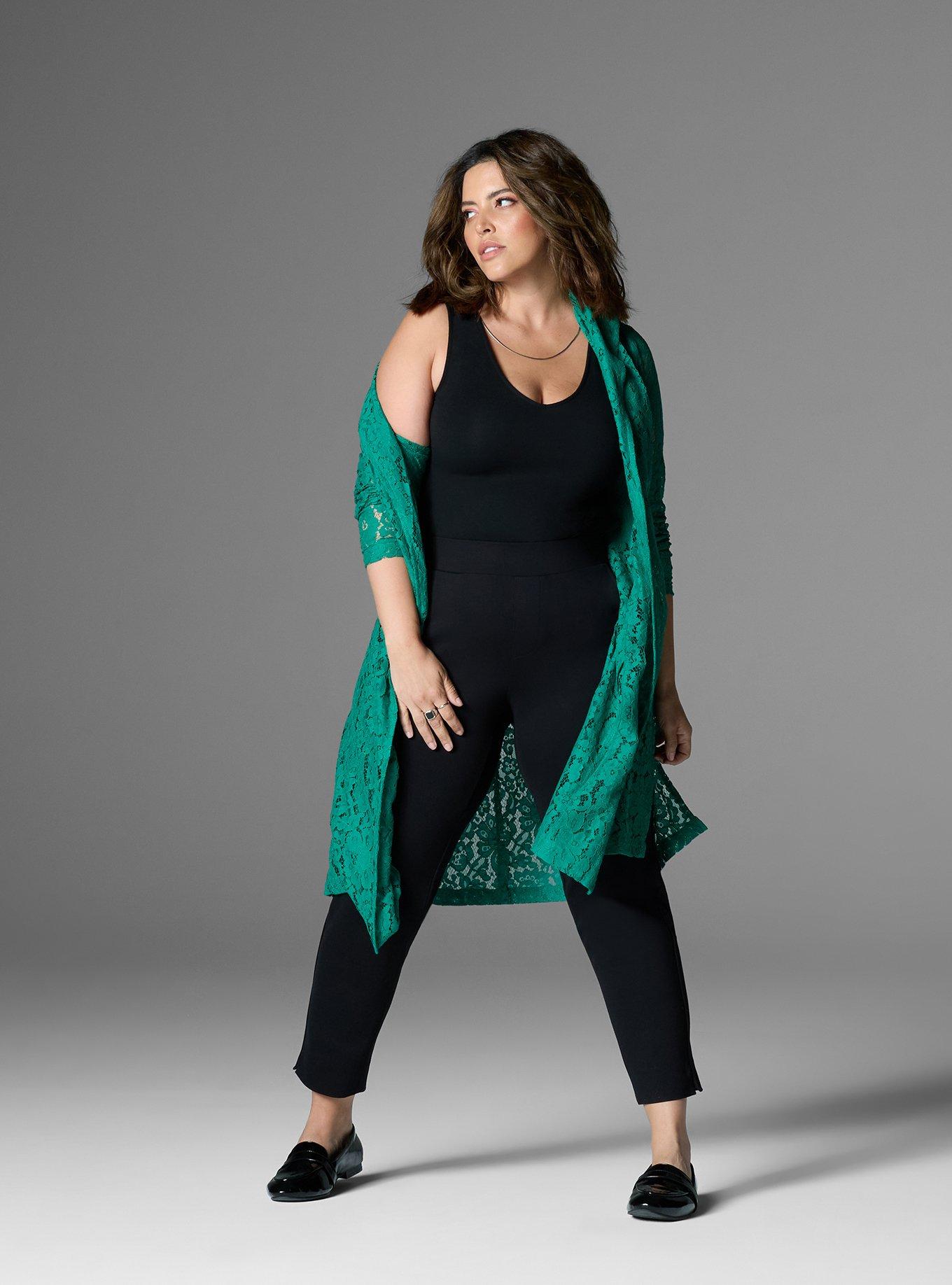 NWT Torrid Plus Size 4 4X 26 DARK GREEN WIDE LACE SHINE CHEEKY