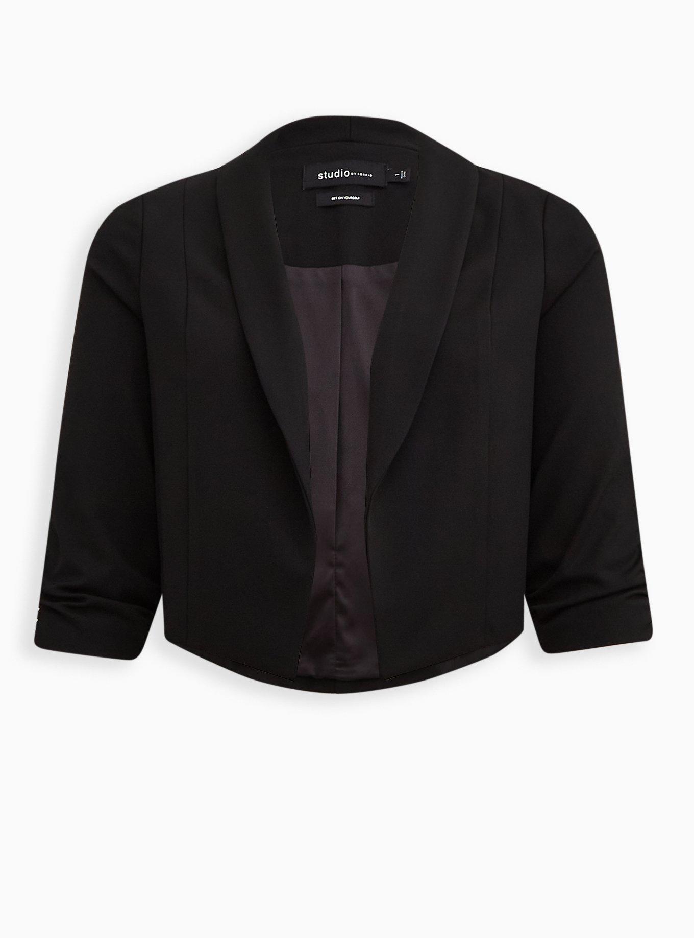 Studio Luxe Woven Open Front Blazer