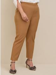 Pull-On Relaxed Taper Studio Refined Crepe High-Rise Pant, BROWN, alternate