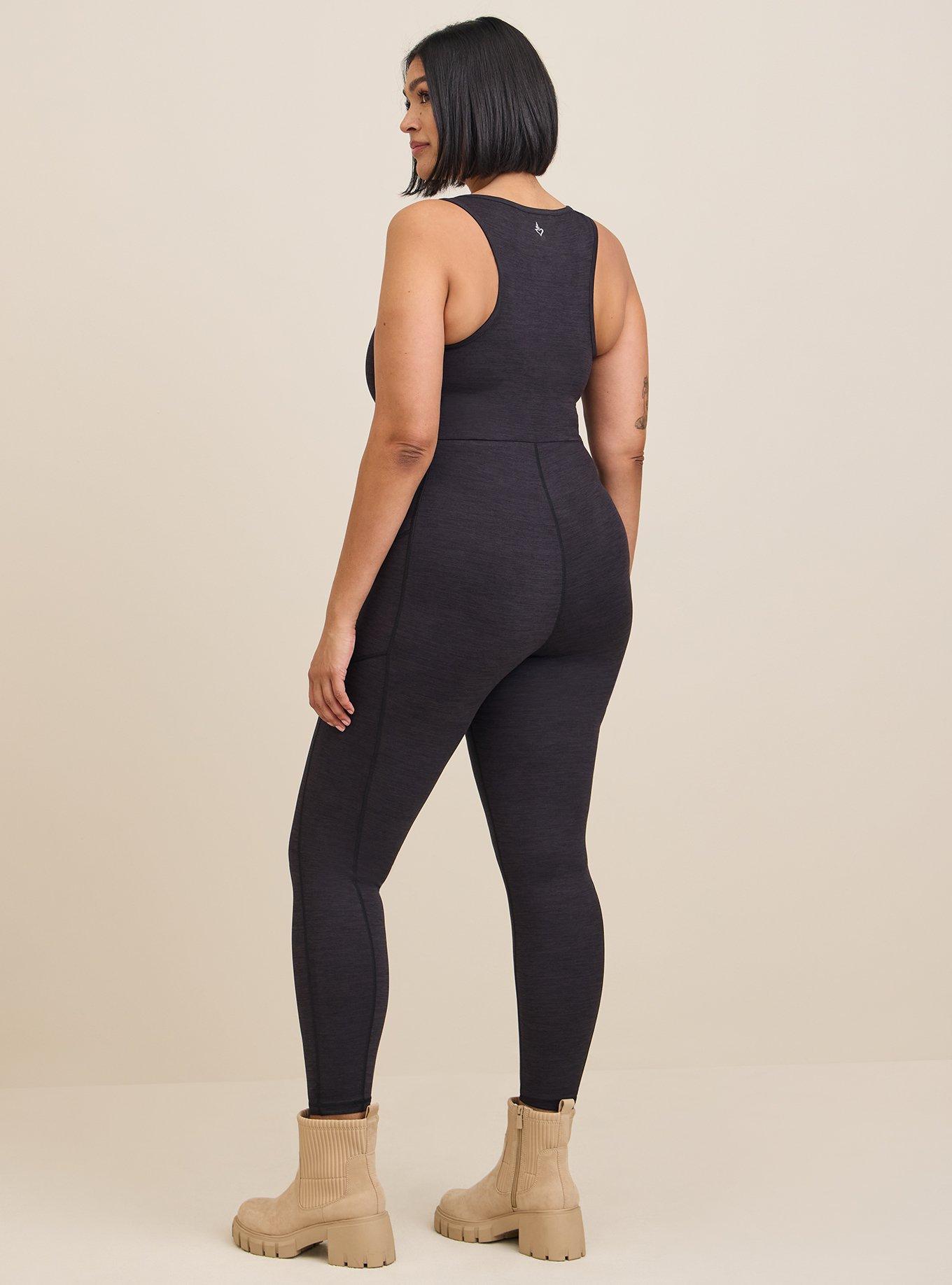 Super Soft Performance Jersey Full Length Active Jumpsuit With Zip, DEEP BLACK, alternate