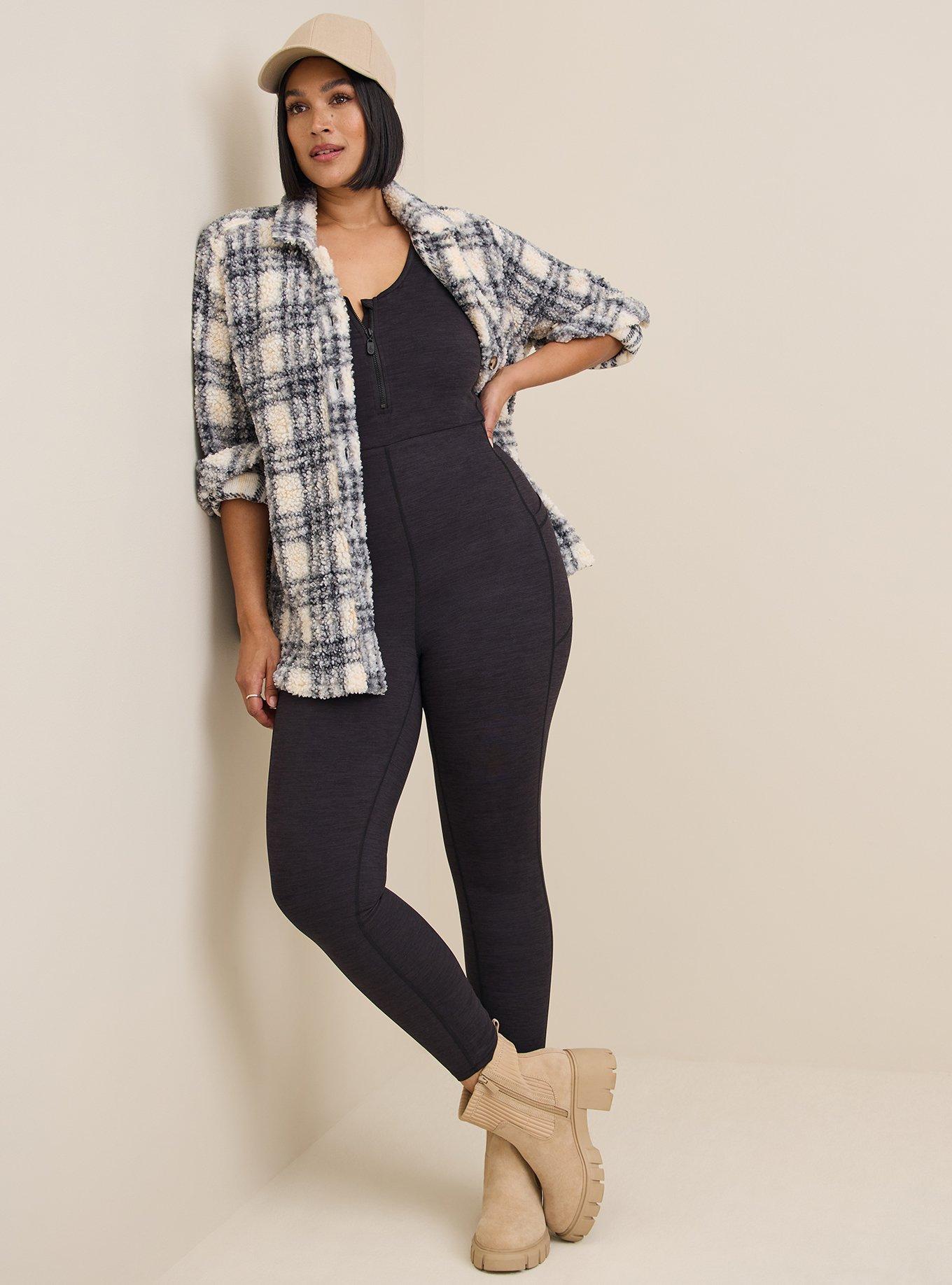 Super Soft Performance Jersey Full Length Active Jumpsuit With Zip, DEEP BLACK, hi-res