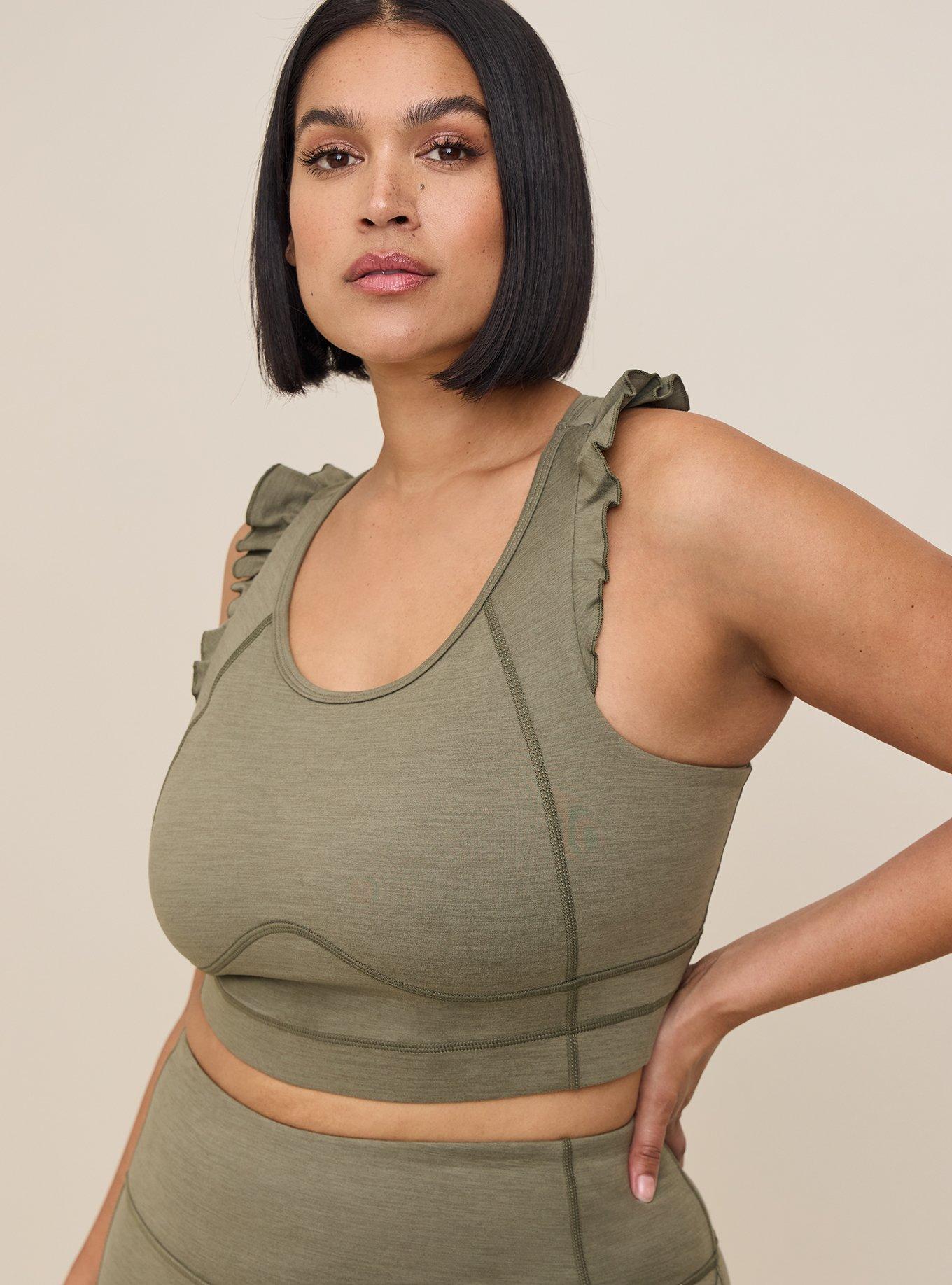 Plus Size - Low Impact Wireless Ruffle Trim Active Sports Bra - Torrid