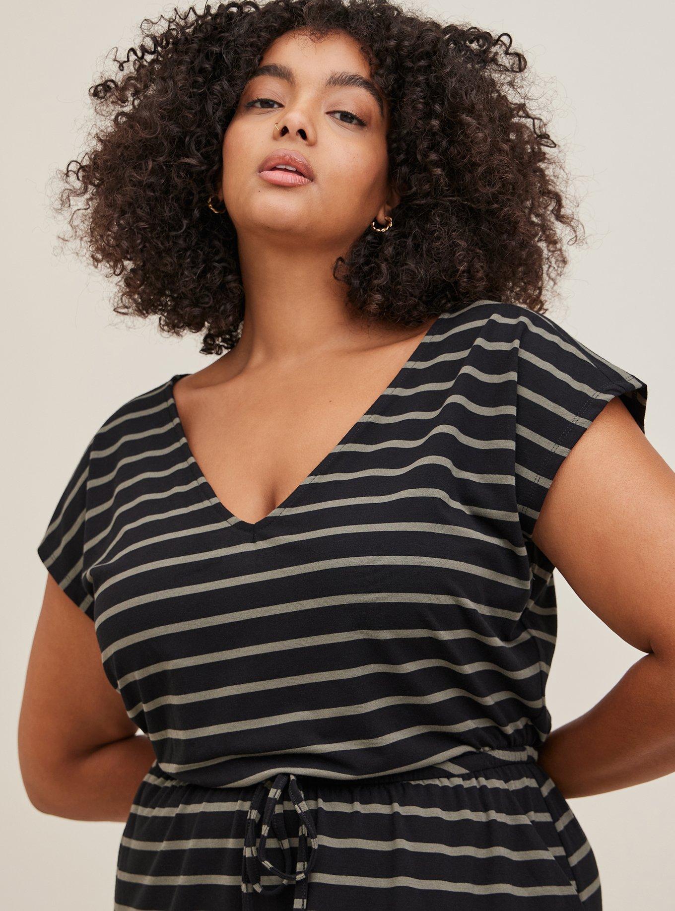 Midi Dolman Sleeve Slit Dress - Super Soft Stripe Green, STRIPE GREEN, alternate