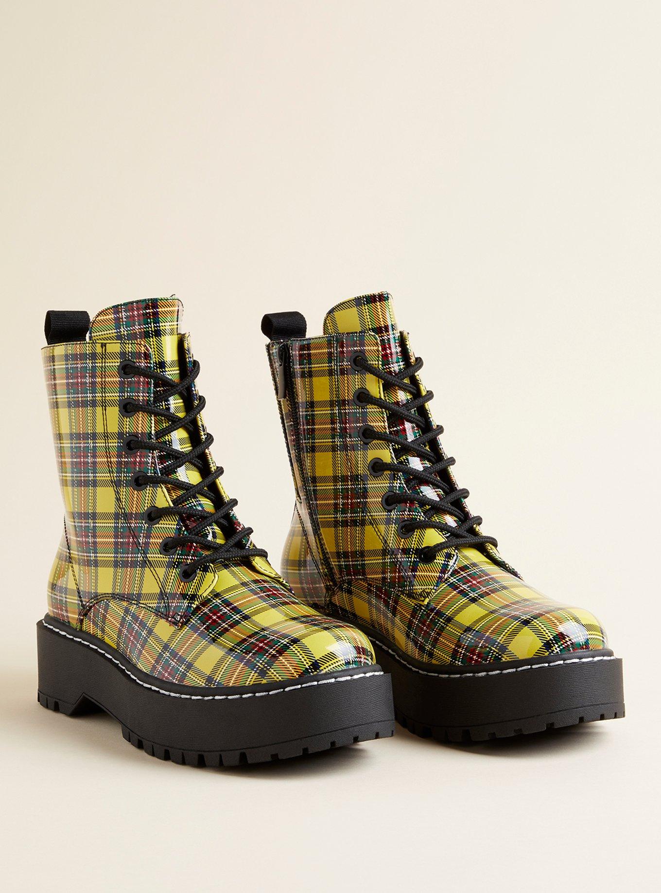 Yellow hot sale plaid booties