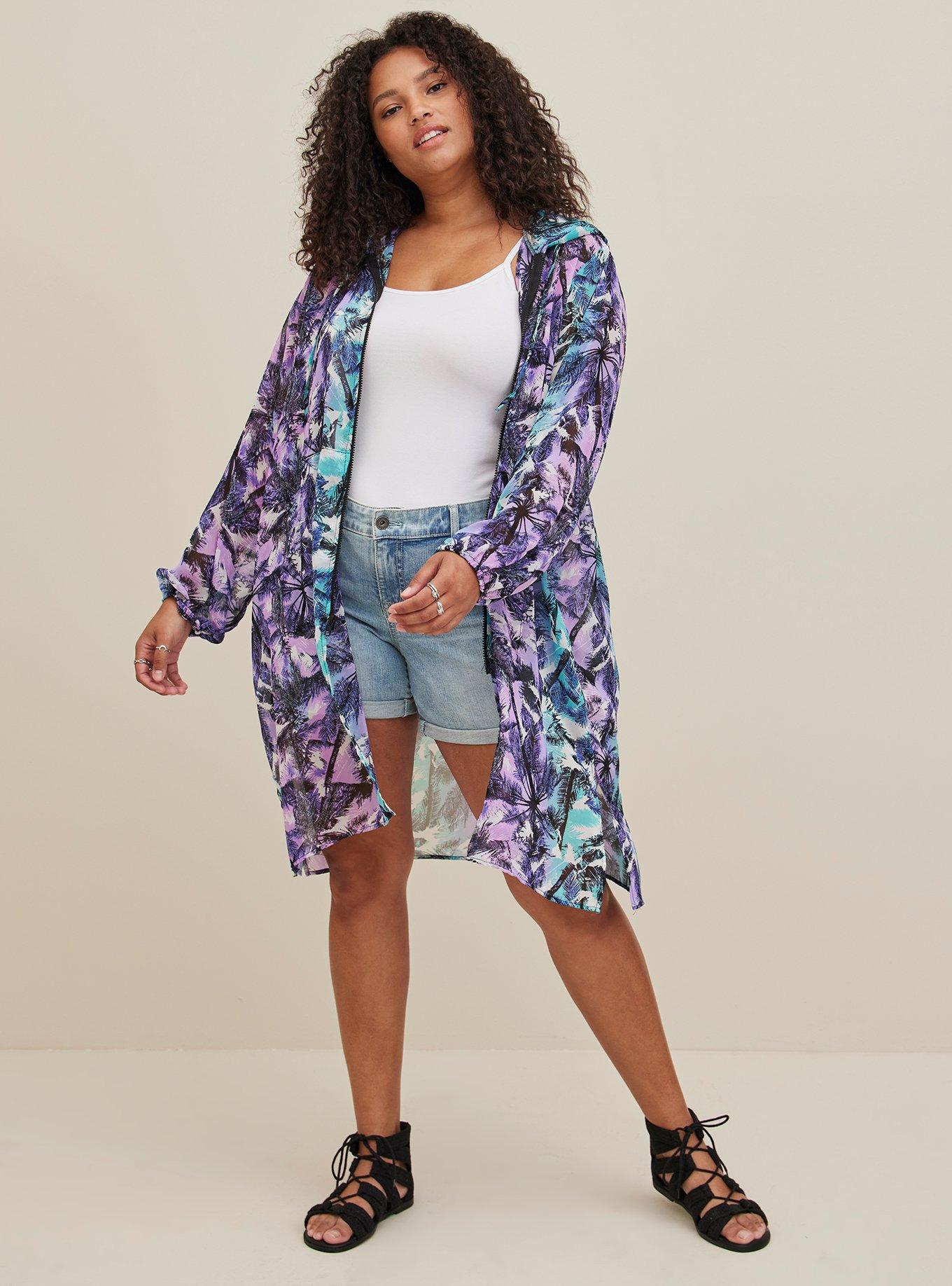 Plus size sheer hot sale duster jacket