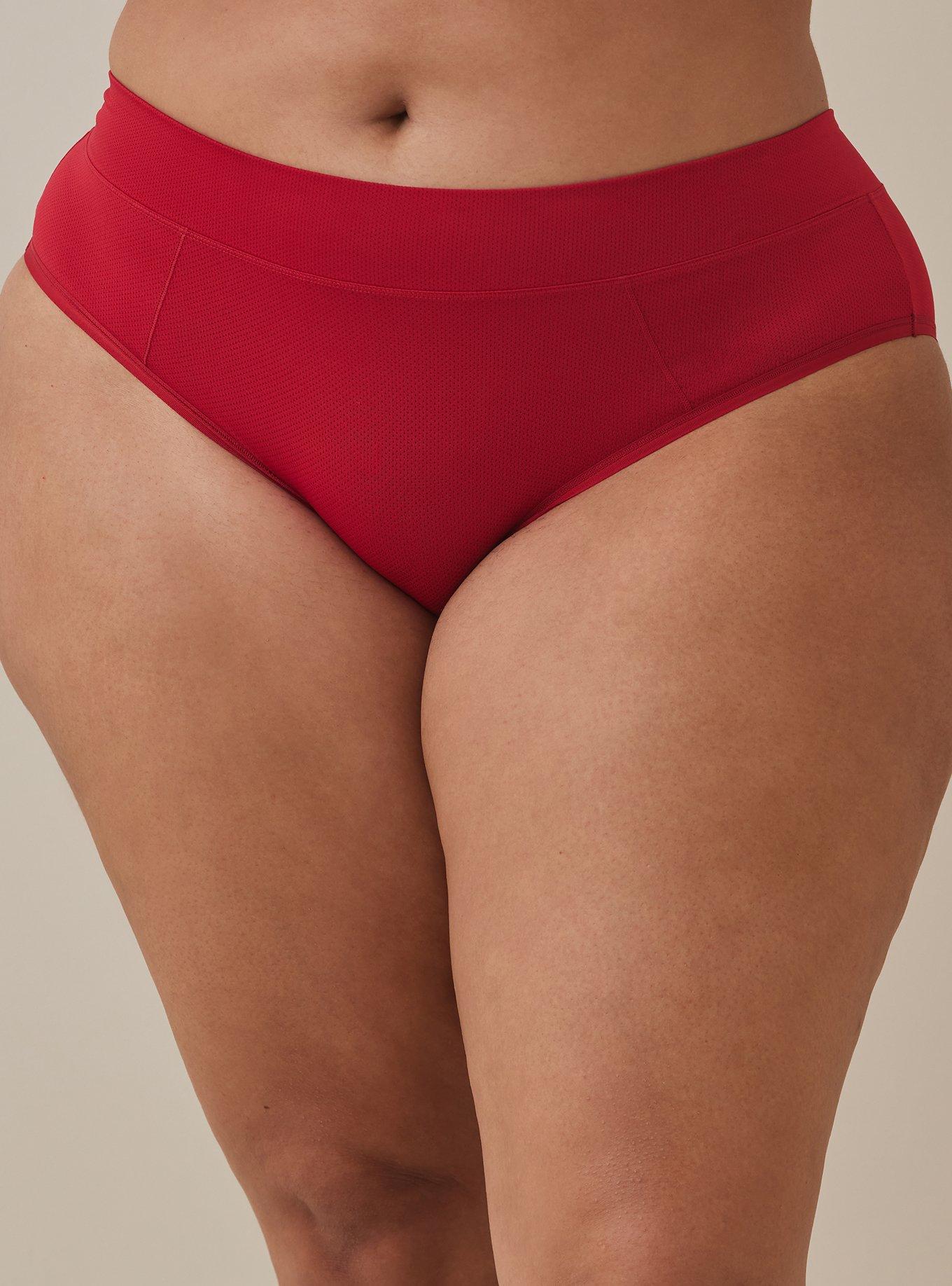 Ruched Back Hipster Panties with Black Gusset (Medium, Red