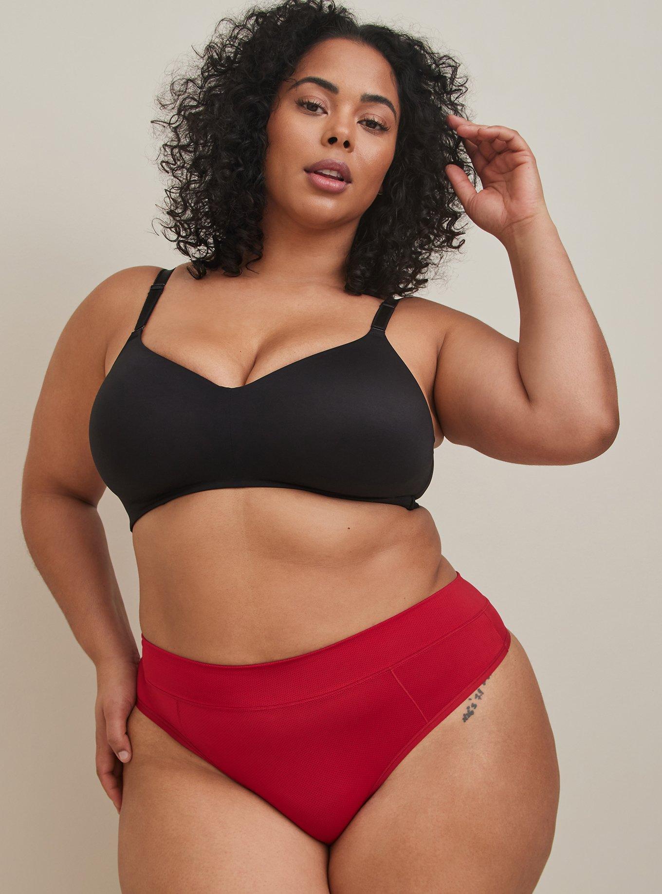 plus size caucasian middle age woman in trendy lingerie with no