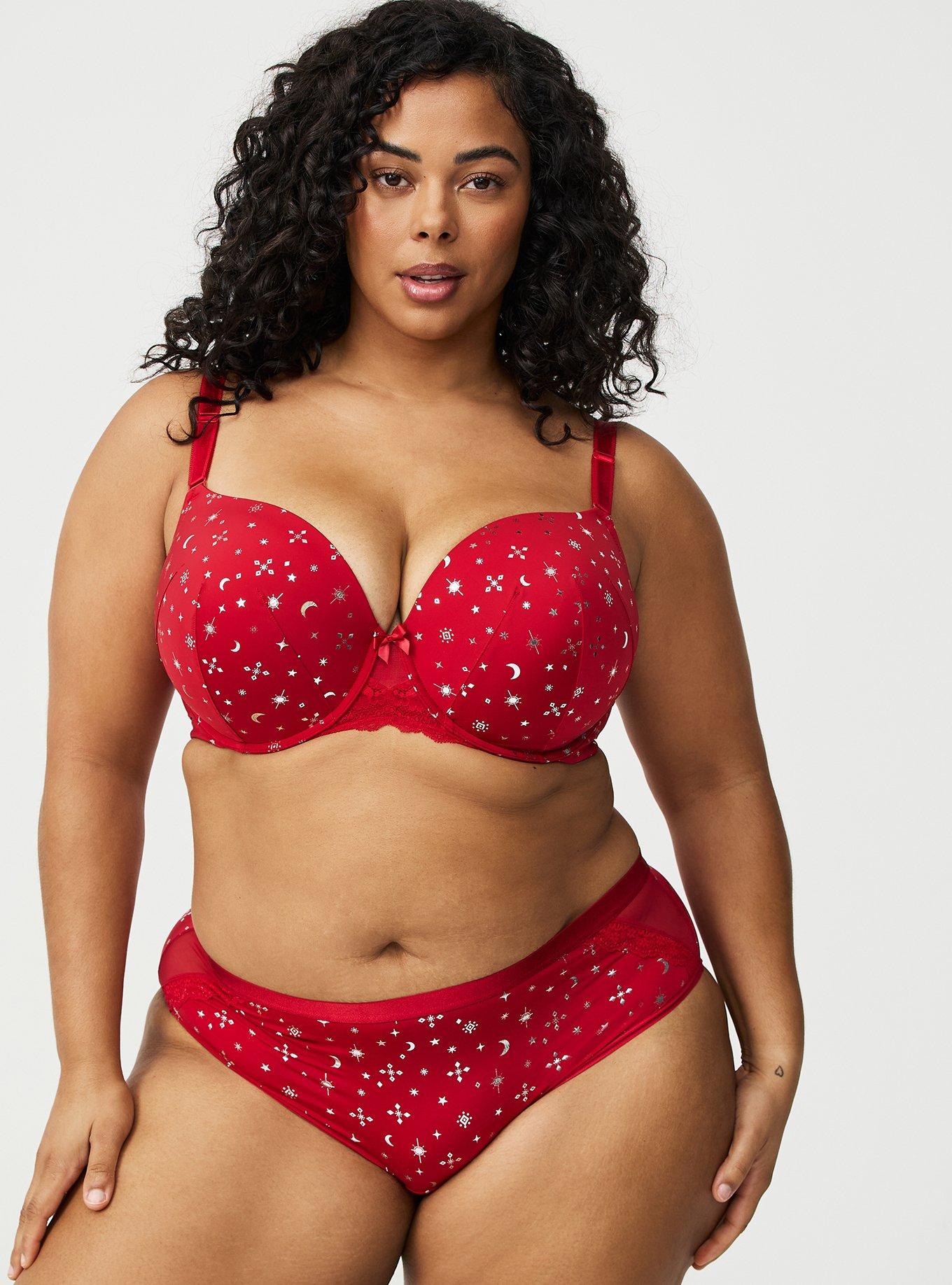 Second Skin Mid-Rise Hipster Panty, SPARKLY SNOWFLAKE JESTER RED SILVER FOIL, hi-res