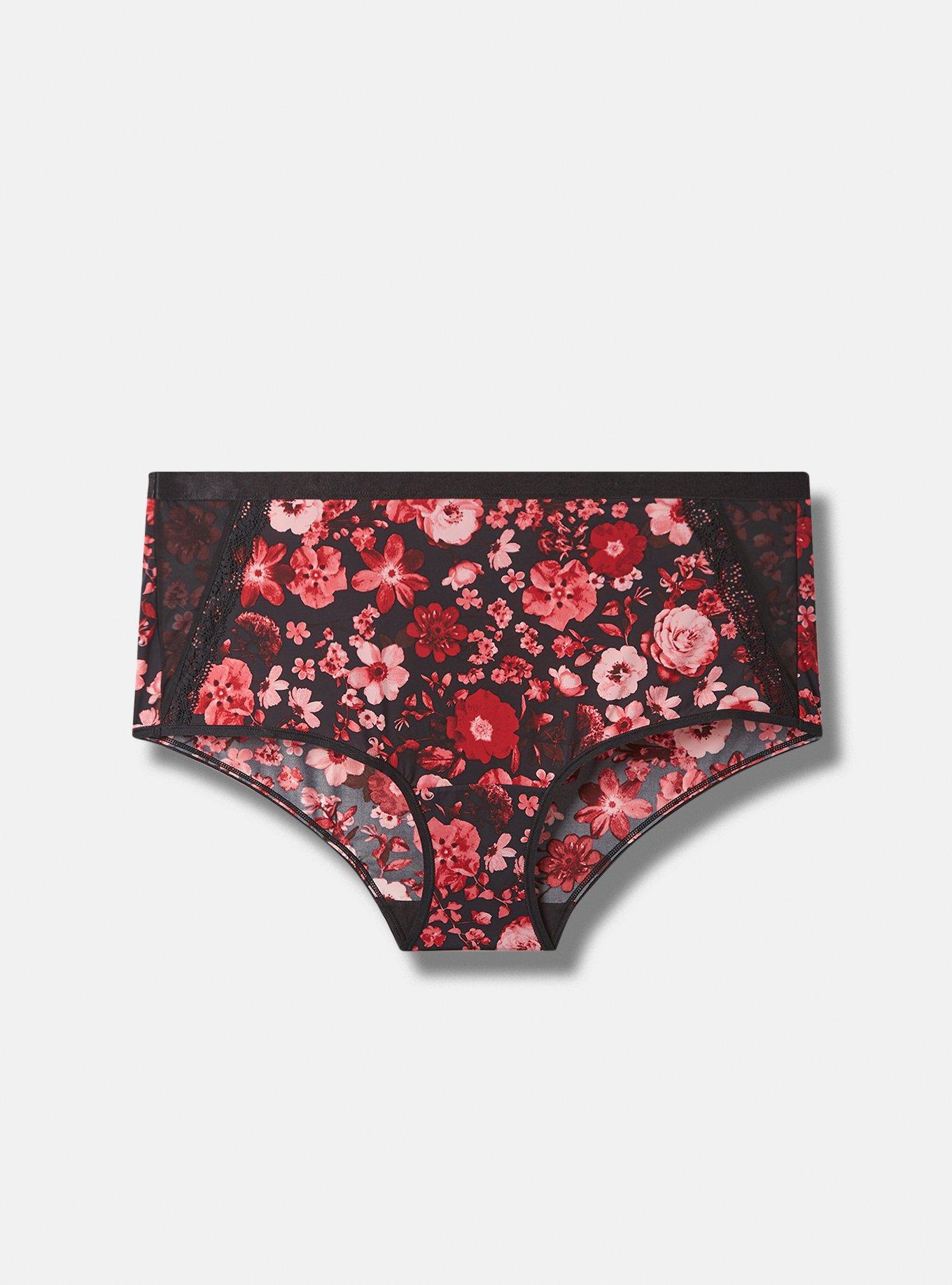 Microfiber Sleek Back High Waist Bikini Panty - Peachy floral