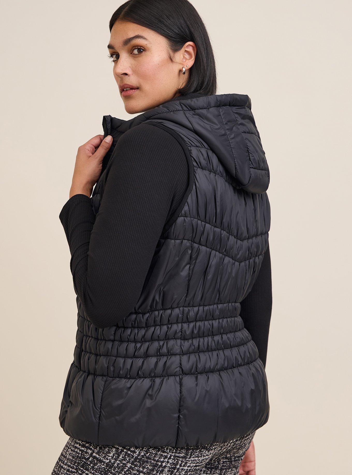 Plus Size Nylon Puffer Cinch Waist Vest Torrid