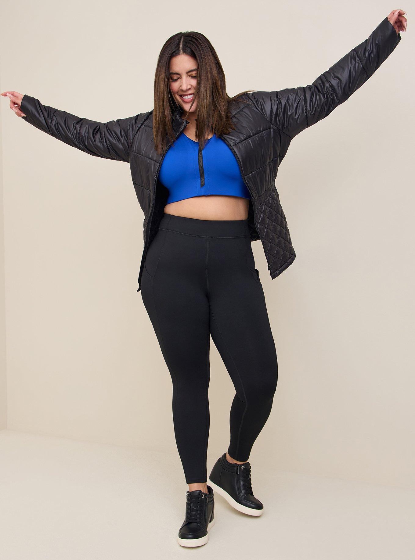 Nylon Quilted Peplum Puffer Jacket, DEEP BLACK, alternate