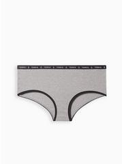 Cotton Mid Rise Cheeky Logo Panty, HEATHER GREY, hi-res