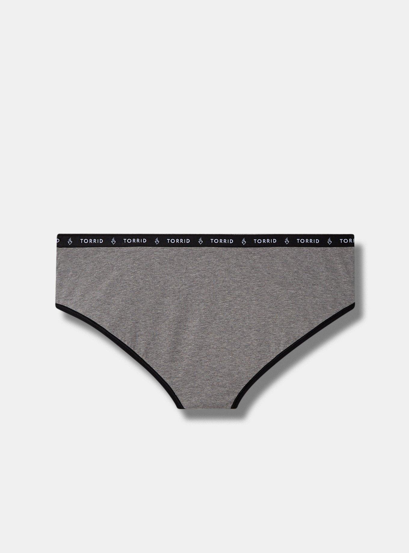 Cotton Mid-Rise Hipster Heather Logo Panty, HEATHER GREY, alternate