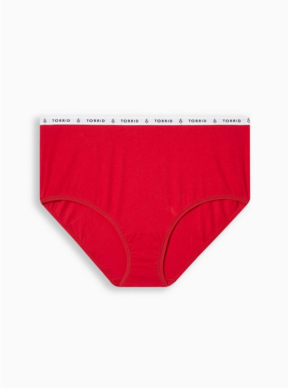 Cotton High Rise Cheeky Logo Panty, JESTER RED, hi-res
