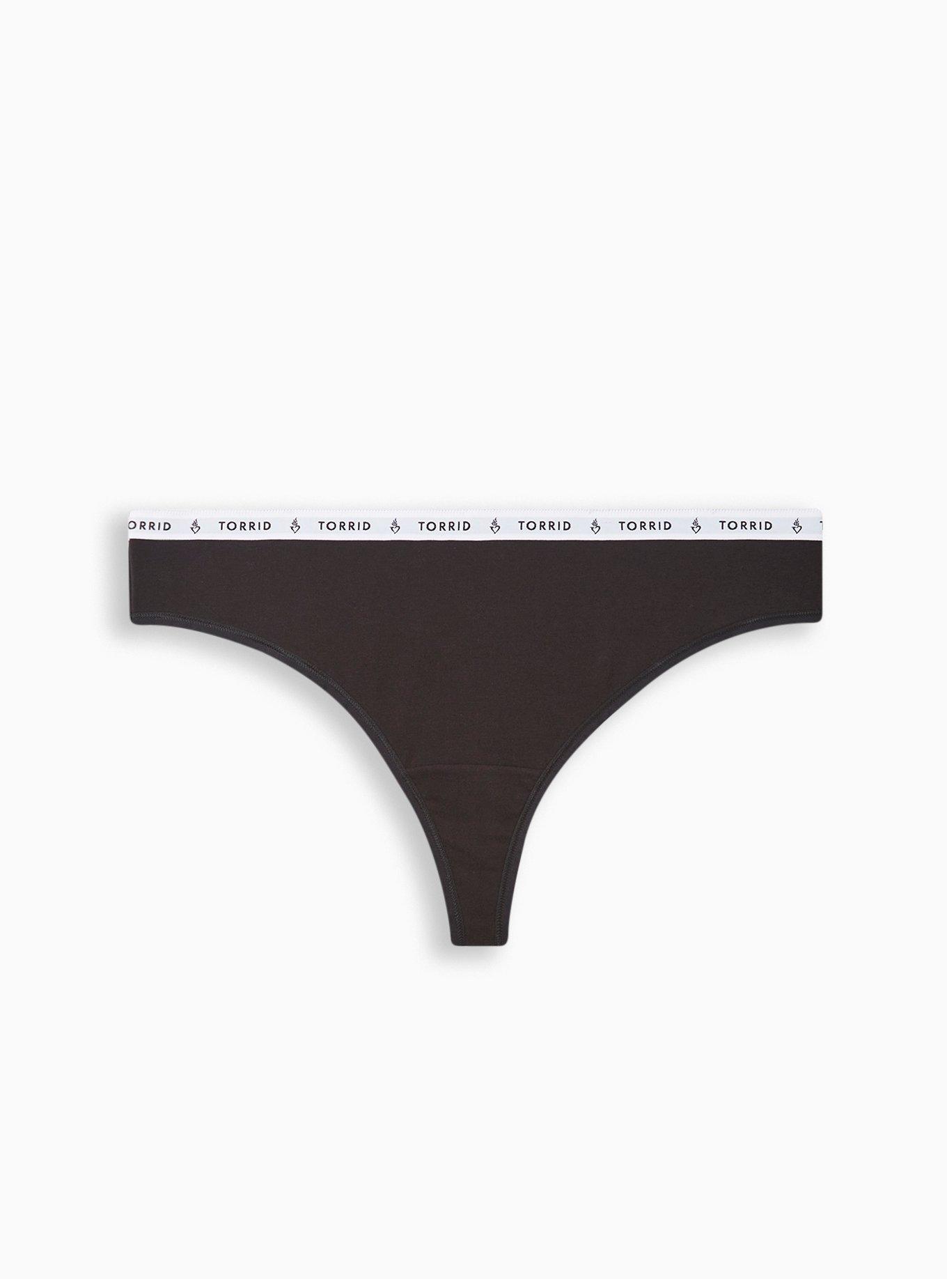 Cotton Mid-Rise Thong Logo Panty