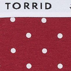 Cotton Mid-Rise Thong Logo Panty, MIRANDA DOT RED PLUM, swatch