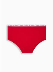 Cotton Mid-Rise Brief Logo Panty, JESTER RED, alternate