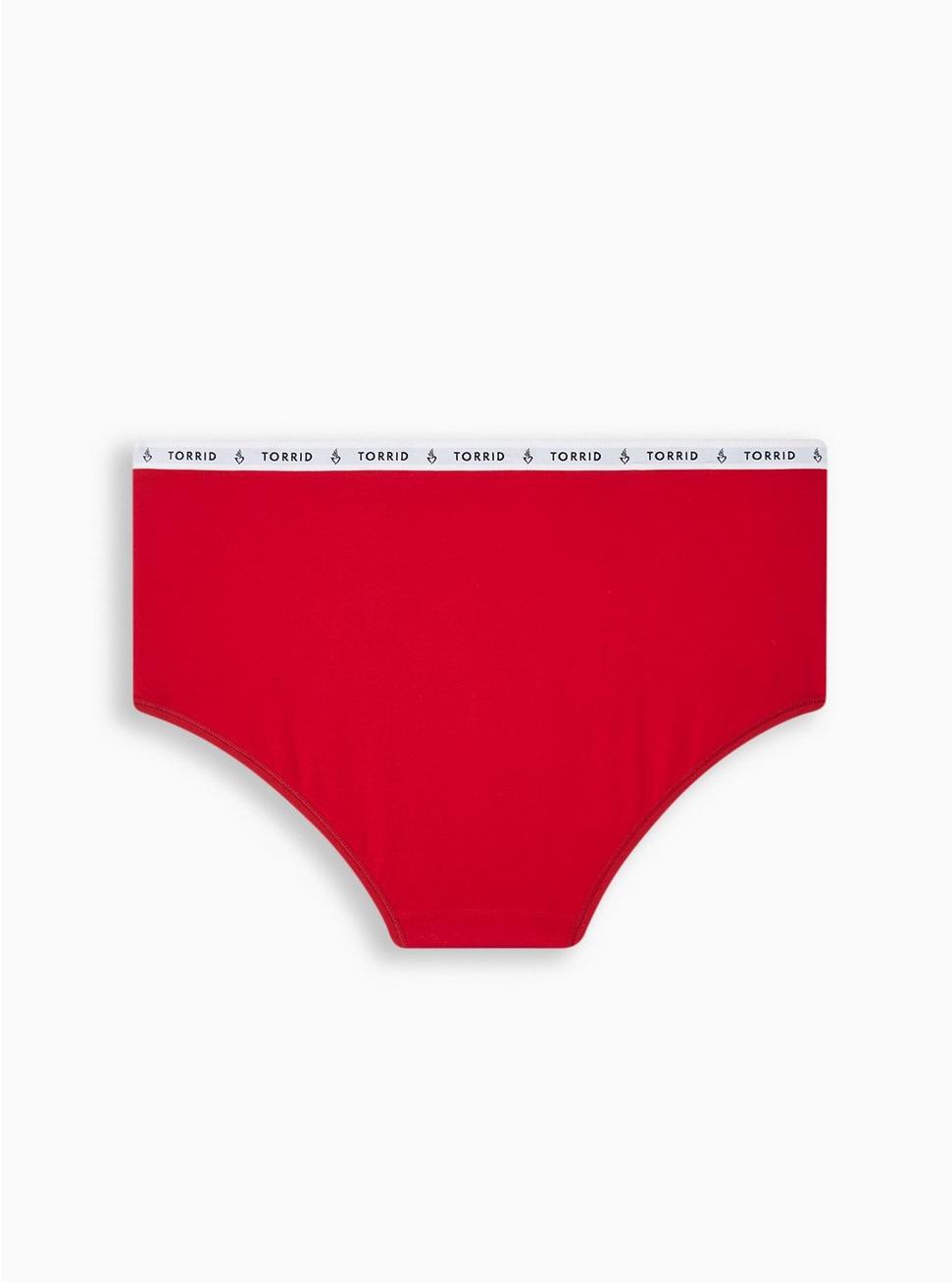 Cotton Mid-Rise Brief Logo Panty, JESTER RED, alternate